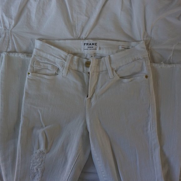 NEW Frame Le Skinny De Jeanne in Blanc Jefferson Size 26 - Picture 6 of 12